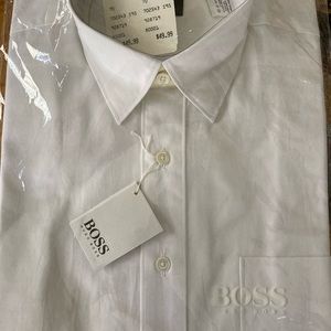 BOSS Hugo Boss, M white collared button down. 15 1/2, 34/35, 100% cotton. New.